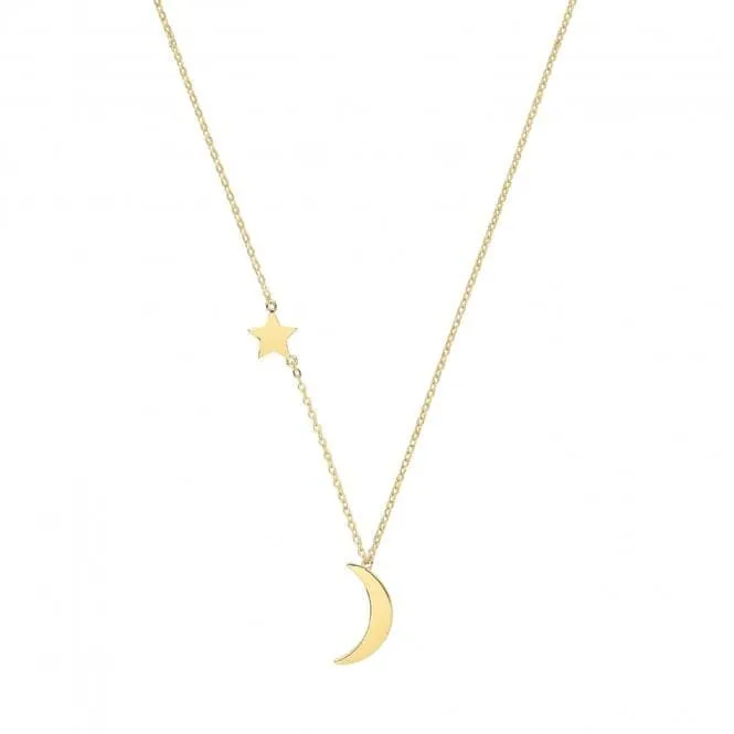 9ct Yellow Gold Moon And Star Necklet NK423