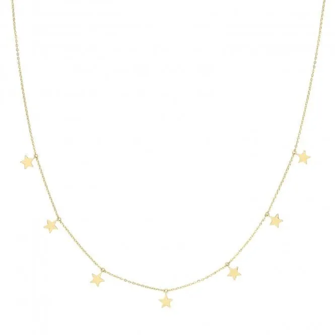 9ct Yellow Gold Plain Hanging Stars Necklet NK425