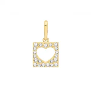 9CT Yellow Gold Zirconia Heart & Square Charm PN1137