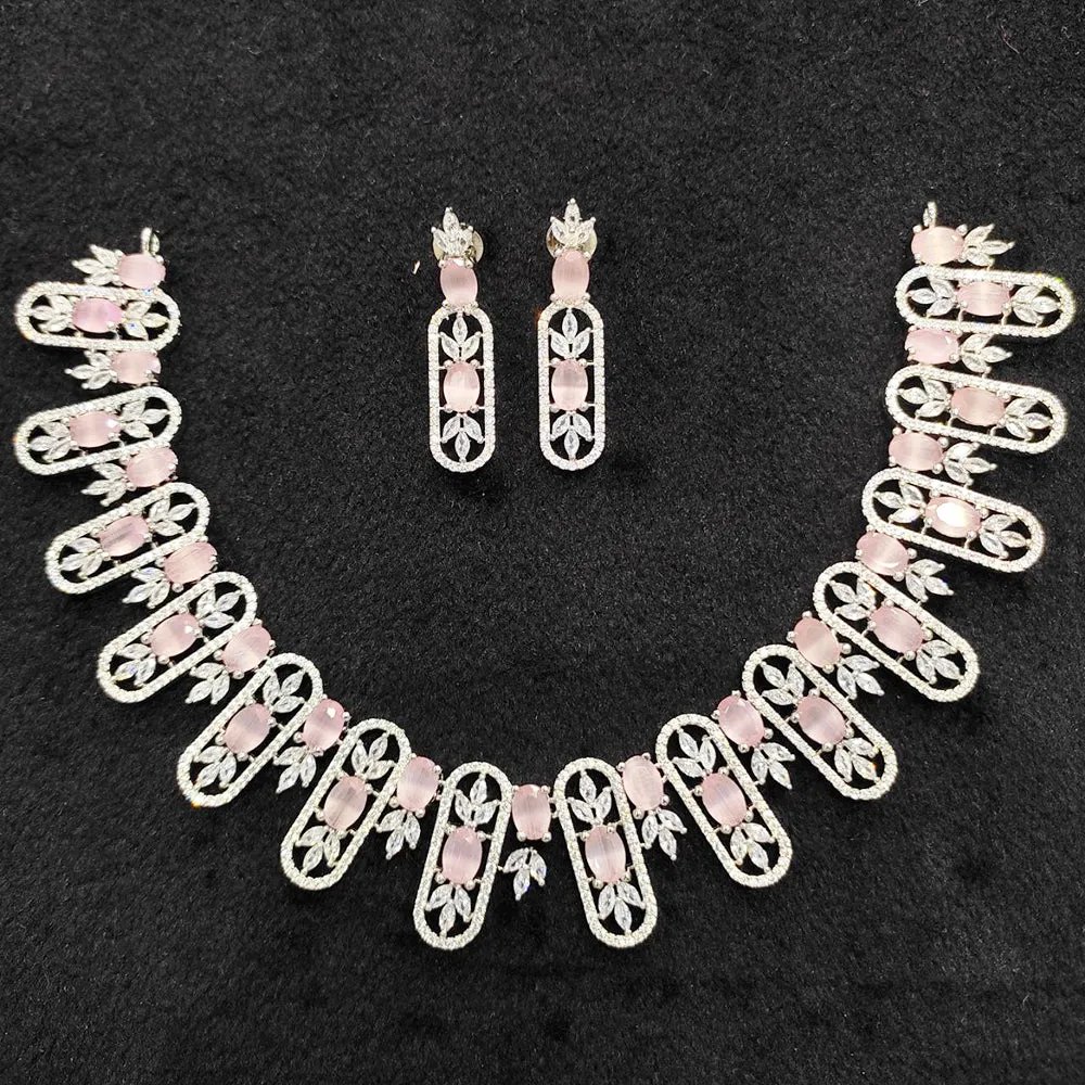 Aamrapali Silver Plated AD Necklace Set