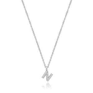 Acotis Silver Necklace Rhodium Plated Zirconia Initial G3395/N