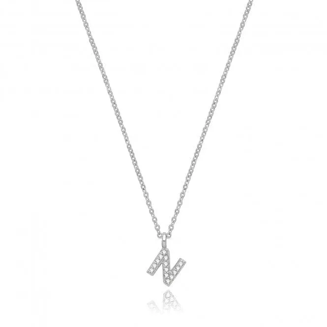 Acotis Silver Necklace Rhodium Plated Zirconia Initial G3395/N