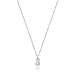 Acotis Silver Necklace Rhodium Plated Zirconia Initial G3395/S