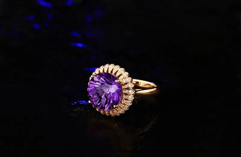 Amethyst 6.85ct 14k Gold Natural Diamond Ring