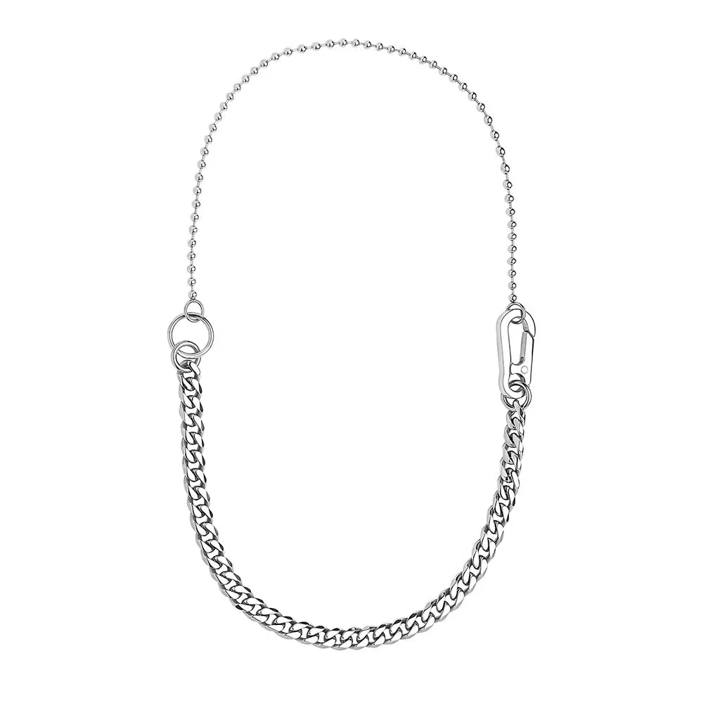 ANDREA DENVER HALF CURB LINK CHAIN HALF BEADS CHAIN NECKLACE