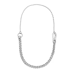 ANDREA DENVER HALF CURB LINK CHAIN HALF BEADS CHAIN NECKLACE