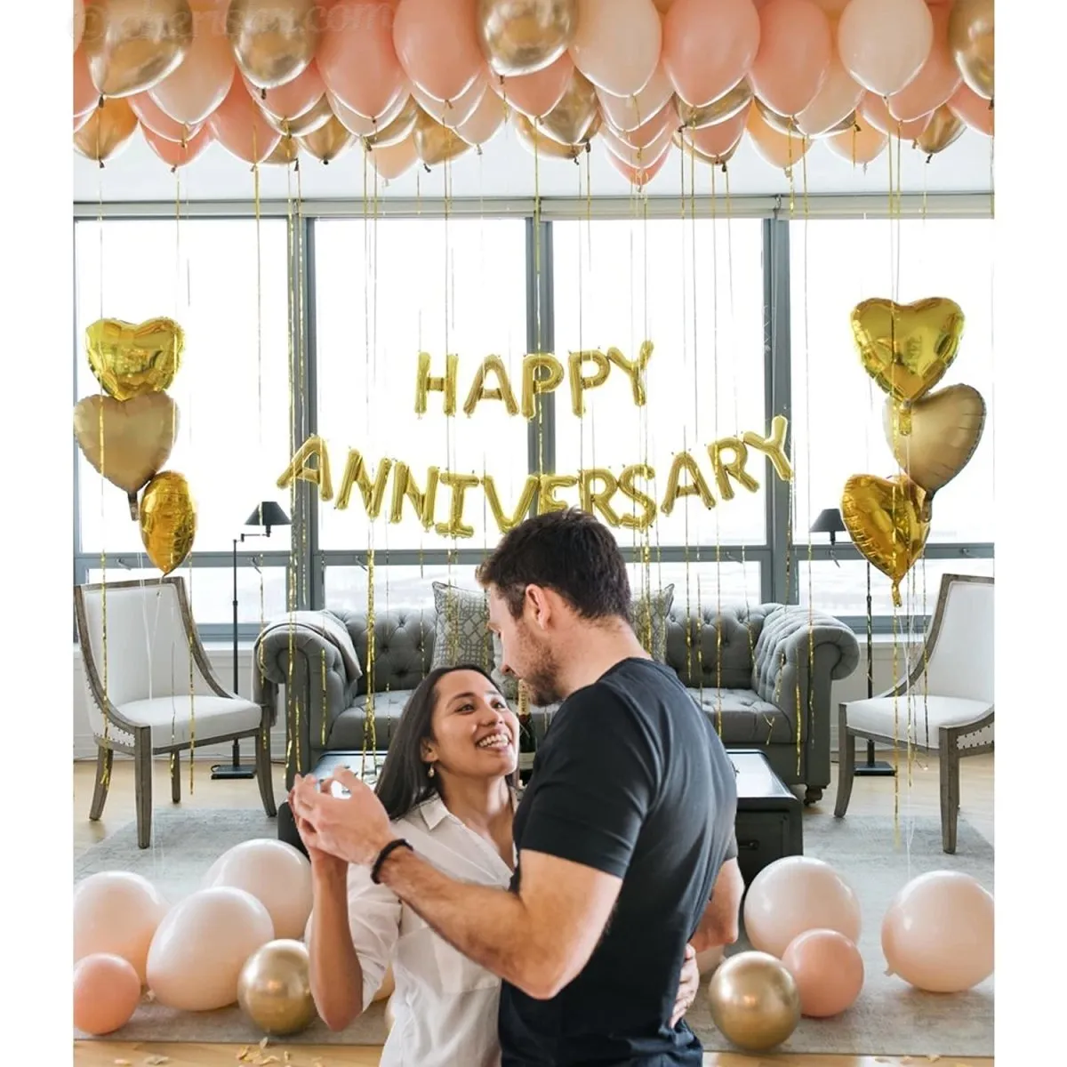 Anniversary Decoration Pink & Golden 53 Pcs -Wall Backdrop