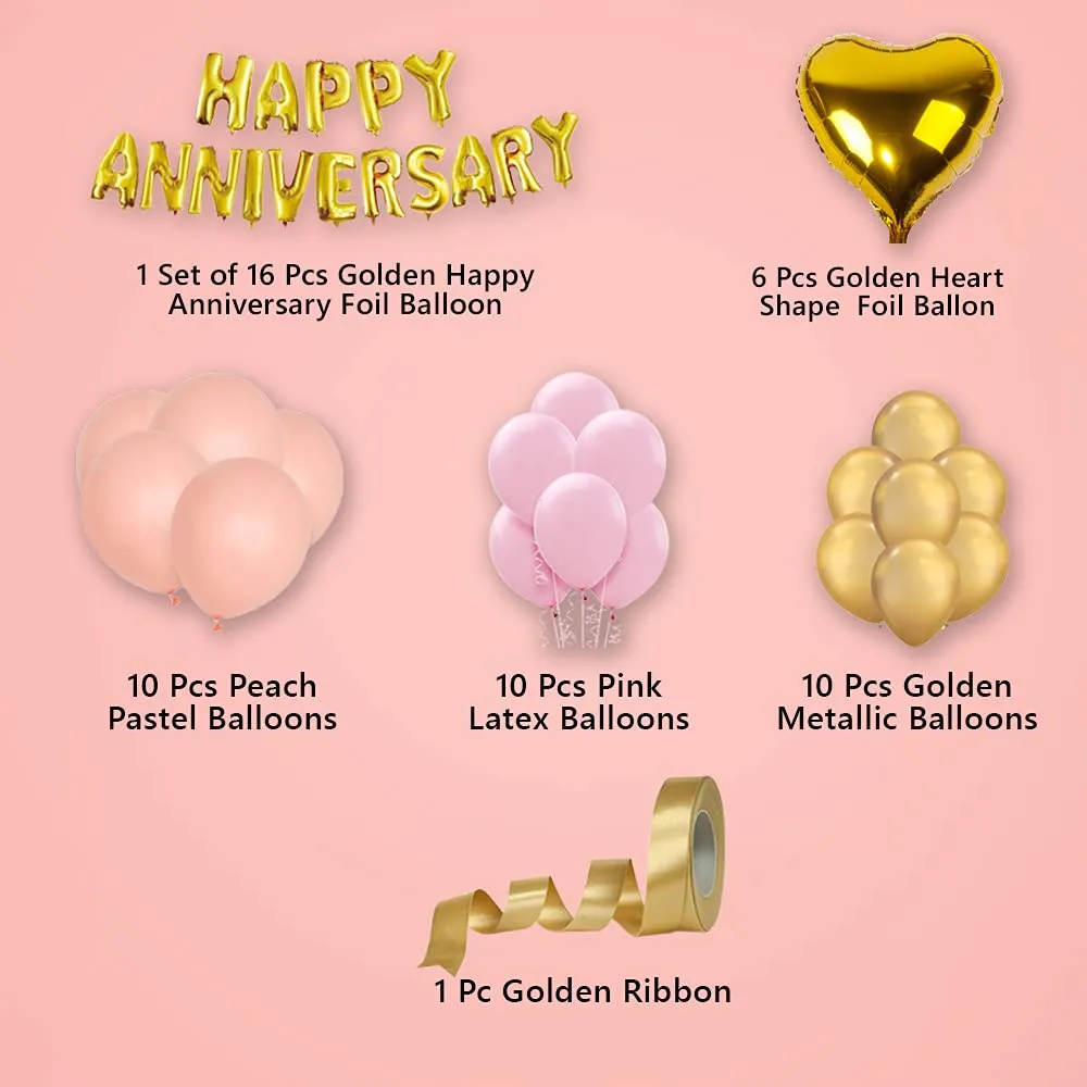 Anniversary Decoration Pink & Golden 53 Pcs -Wall Backdrop