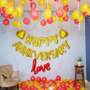 Anniversary Decoration Red & Yellow 60Pcs - Marriage Decoration Set - Husband or Wife