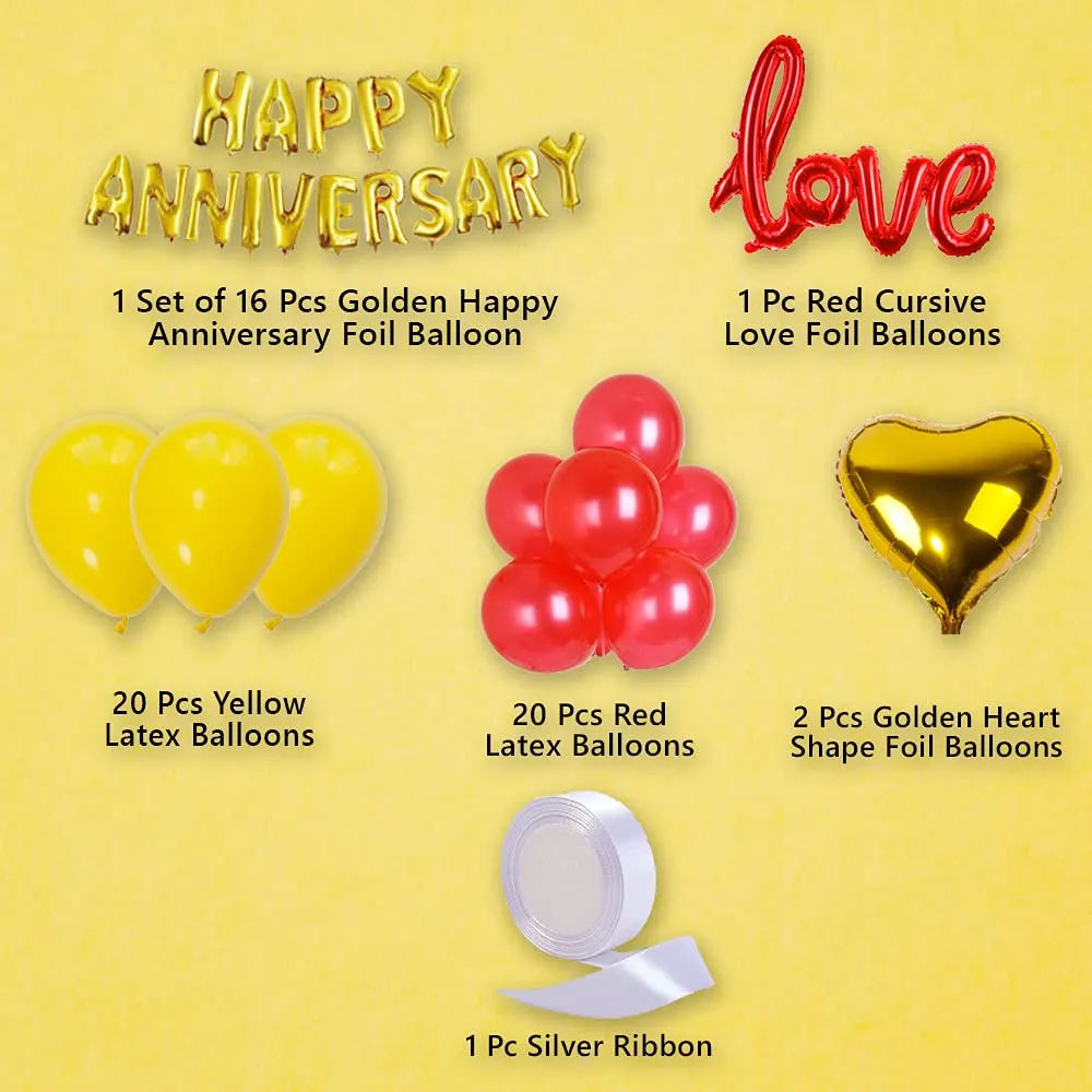 Anniversary Decoration Red & Yellow 60Pcs - Marriage Decoration Set - Husband or Wife