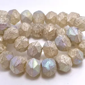 Antique English Cut Czech Glass Beads, Champagne with a Silver and AB Finish, 10mm