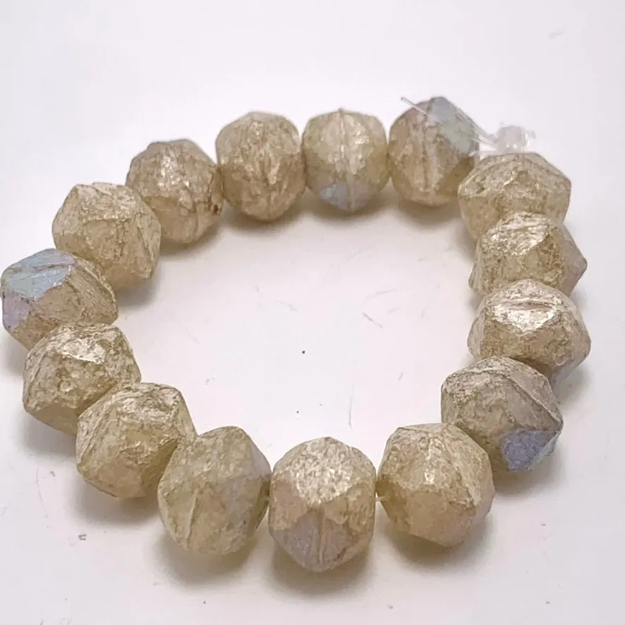 Antique English Cut Czech Glass Beads, Champagne with a Silver and AB Finish, 10mm