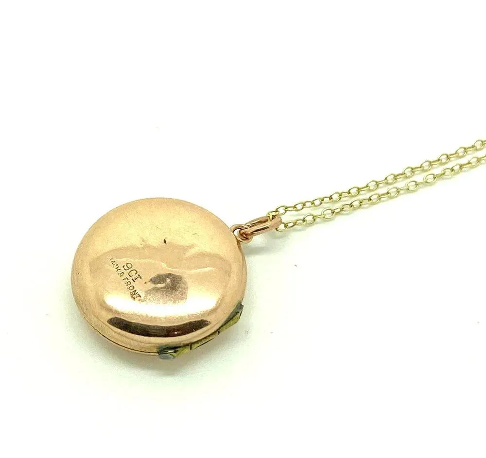 Antique Victorian 9ct Gold Rose Gold Locket Necklace