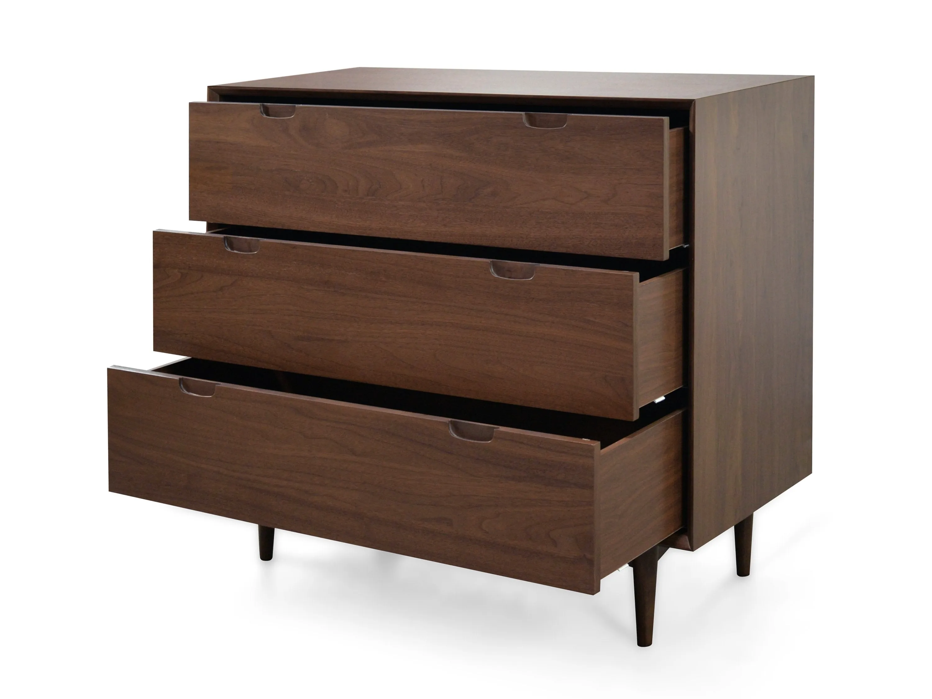 Asta 3 Drawer Chest Scandinavian Design - Walnut