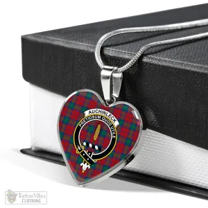 Auchinleck (Affleck) Tartan Heart Necklace with Family Crest