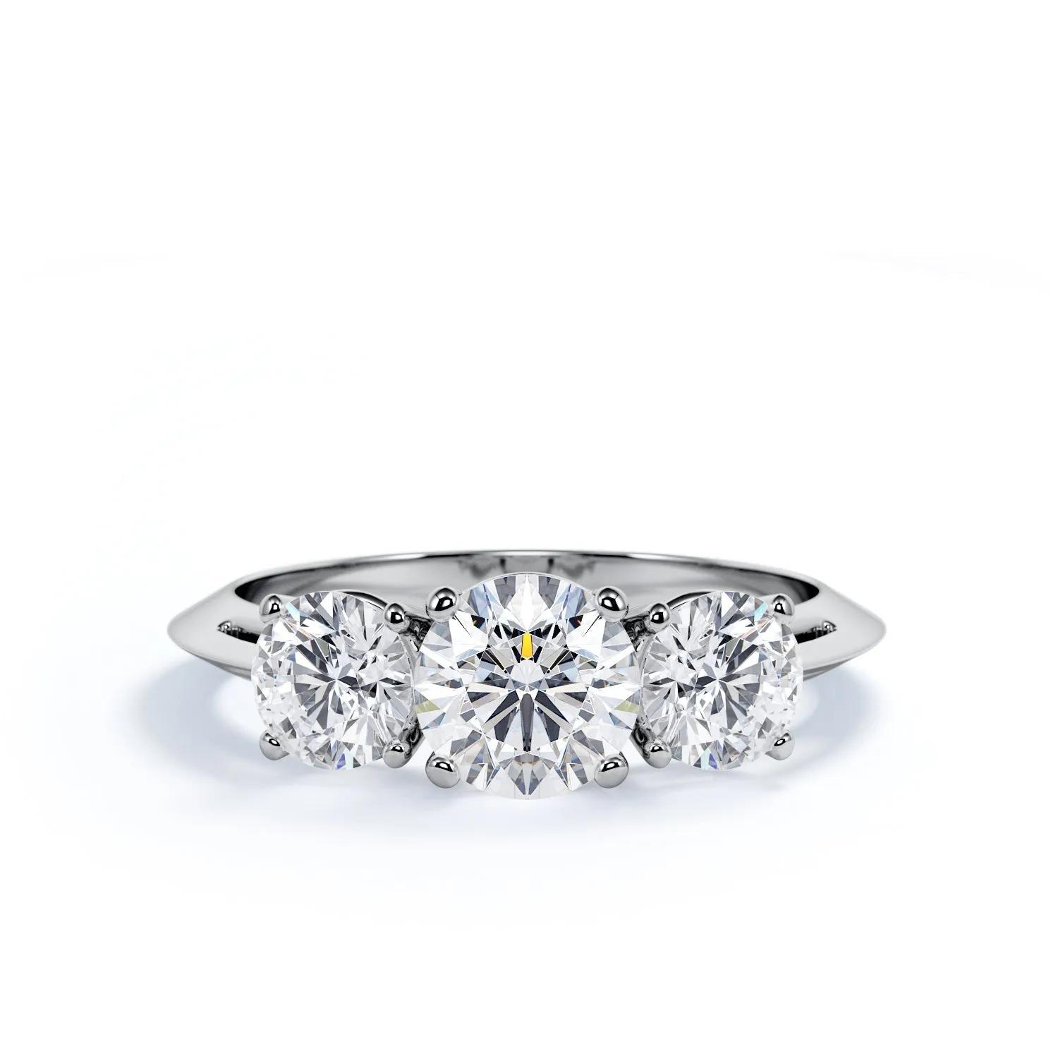 Aurora Knife Shank Natural Round  Diamond Engagement Ring