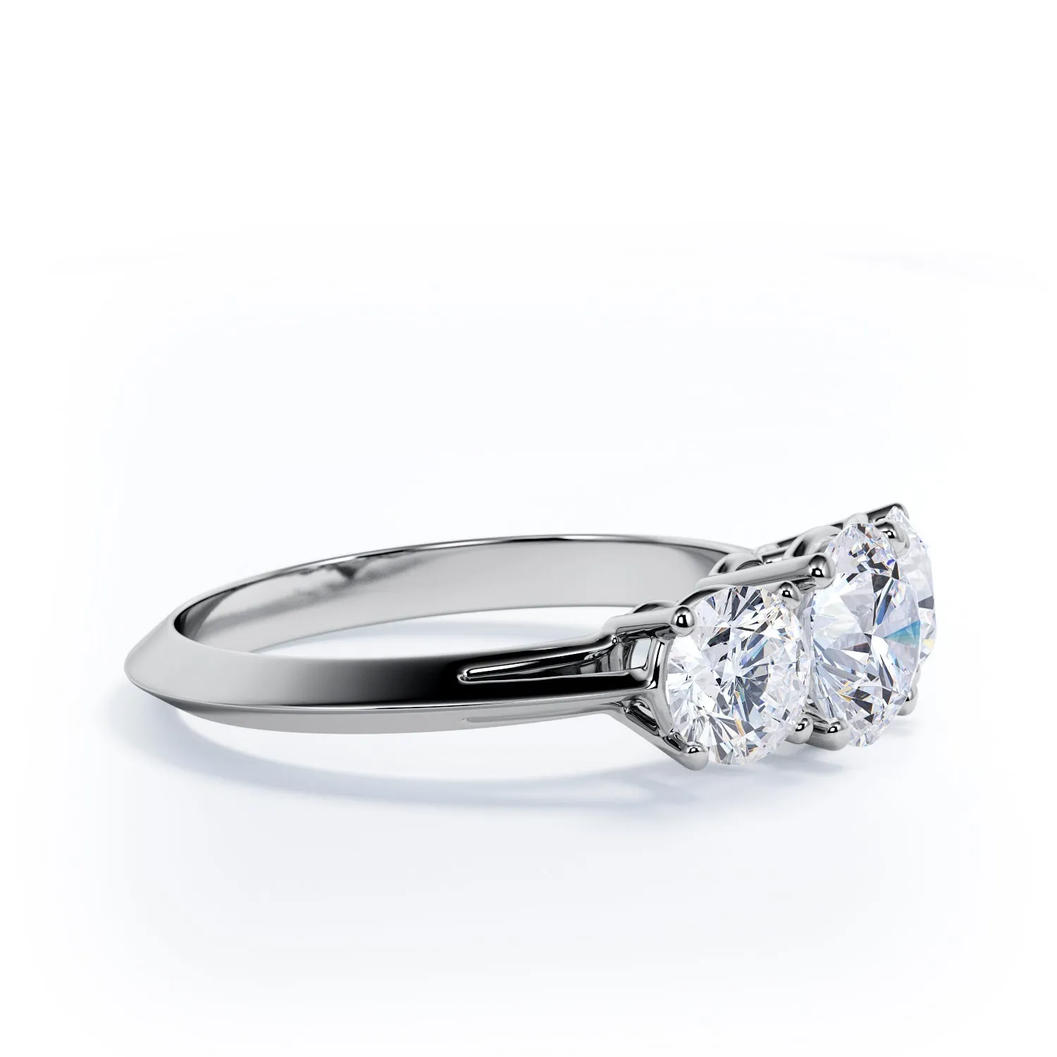 Aurora Knife Shank Natural Round  Diamond Engagement Ring