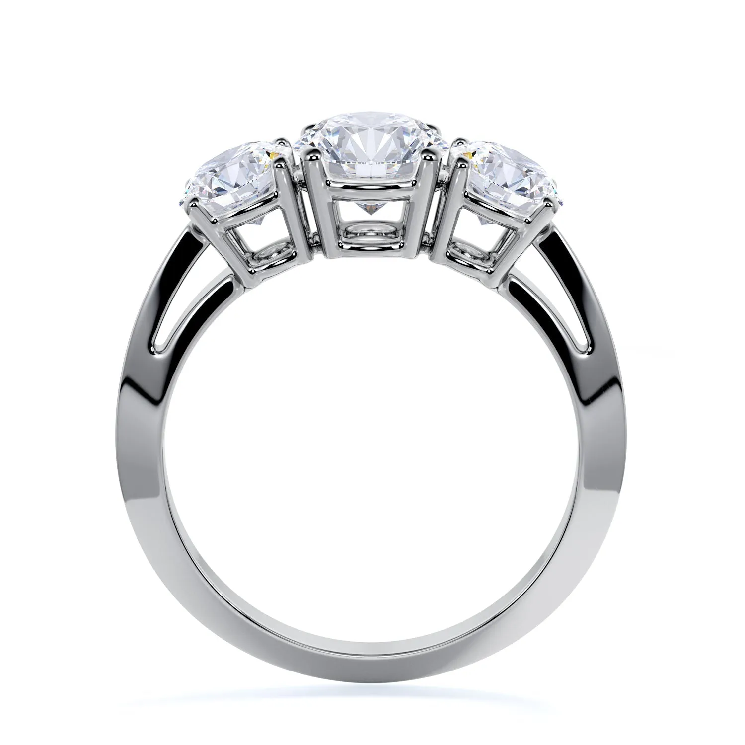 Aurora Knife Shank Natural Round  Diamond Engagement Ring