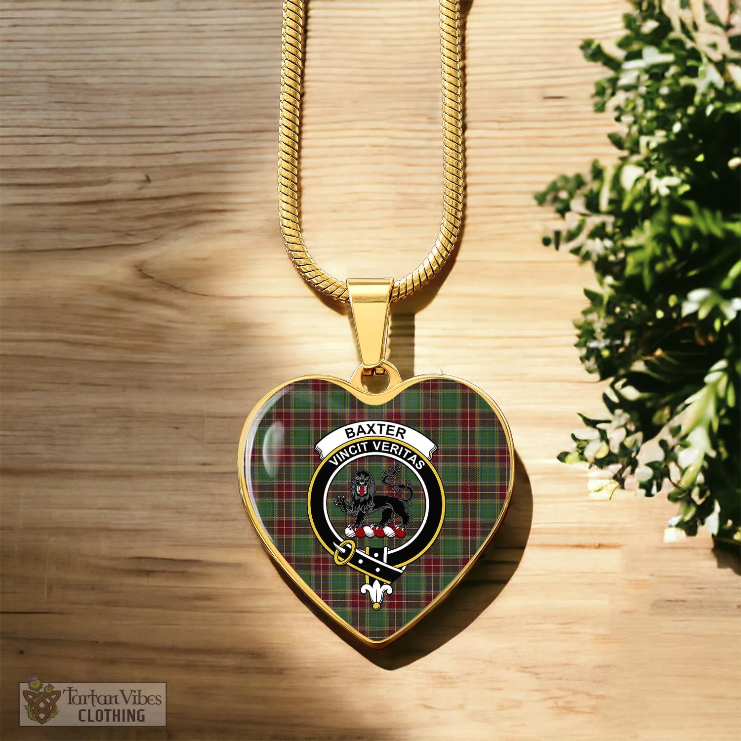 Baxter Tartan Heart Necklace with Family Crest