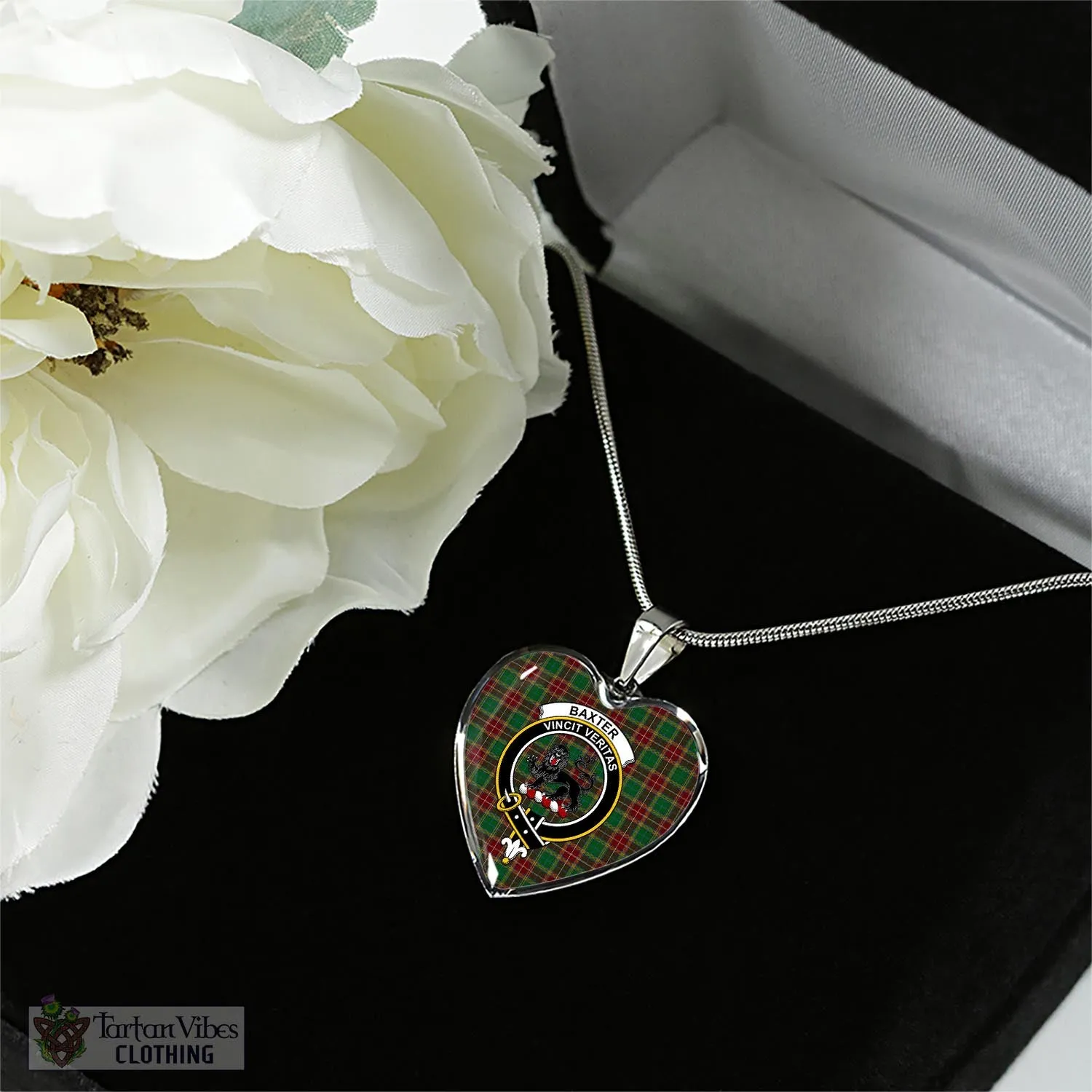 Baxter Tartan Heart Necklace with Family Crest