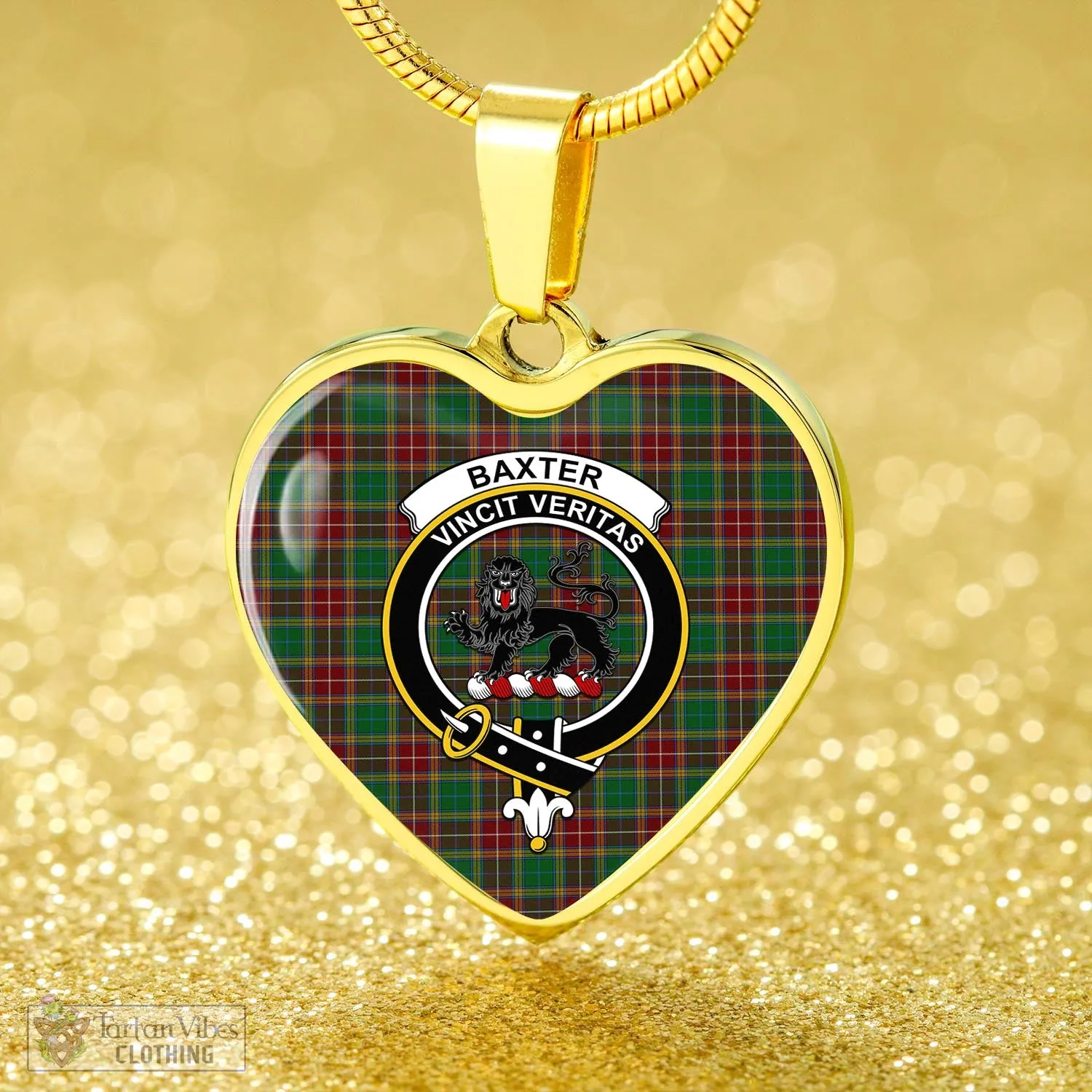 Baxter Tartan Heart Necklace with Family Crest