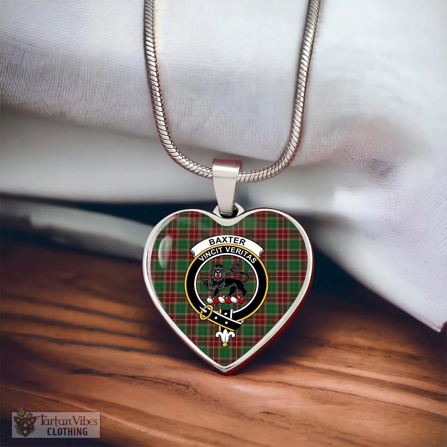 Baxter Tartan Heart Necklace with Family Crest