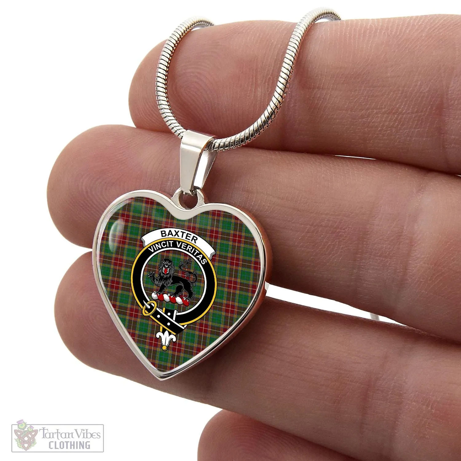 Baxter Tartan Heart Necklace with Family Crest