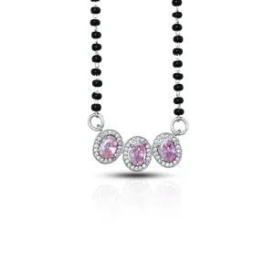 Beautiful Mangalsutra Adorned with a Pink Sapphire and American Diamonds