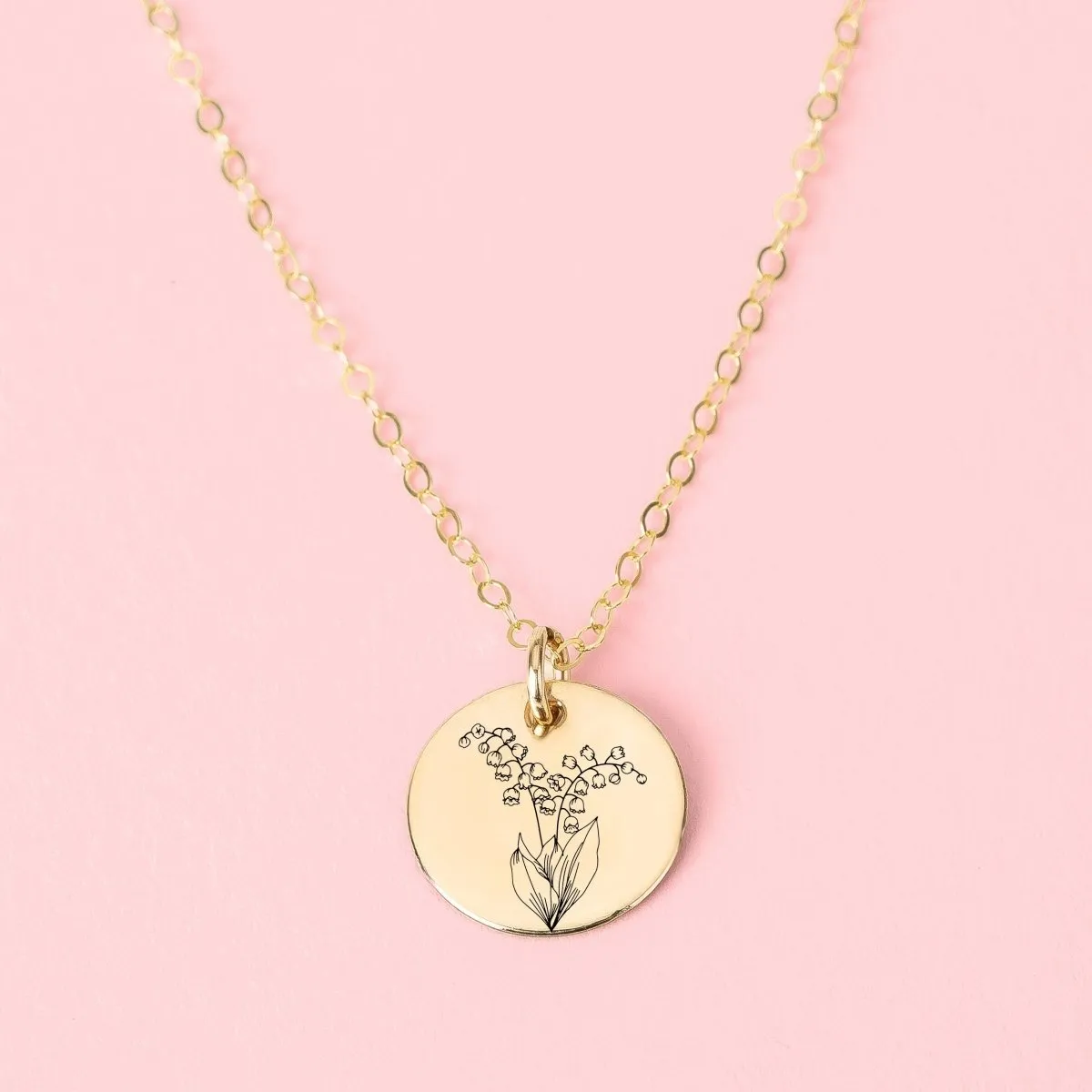 Birth Flower Disc Necklace