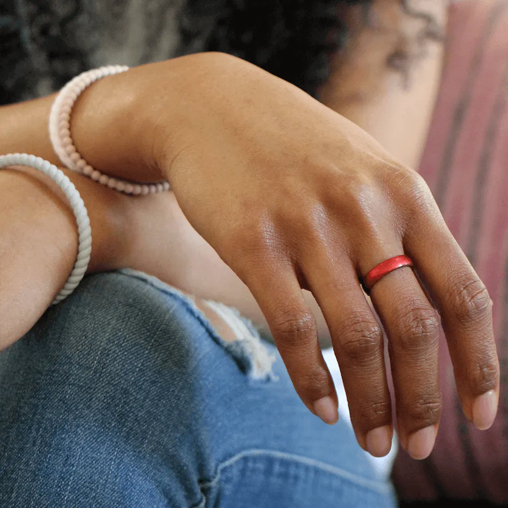 Birthstone Classic Thin Silicone Ring - Ruby