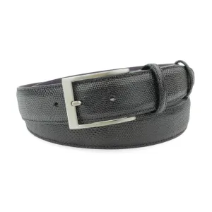 Black Carung Texture Satin Slice Prong Belt