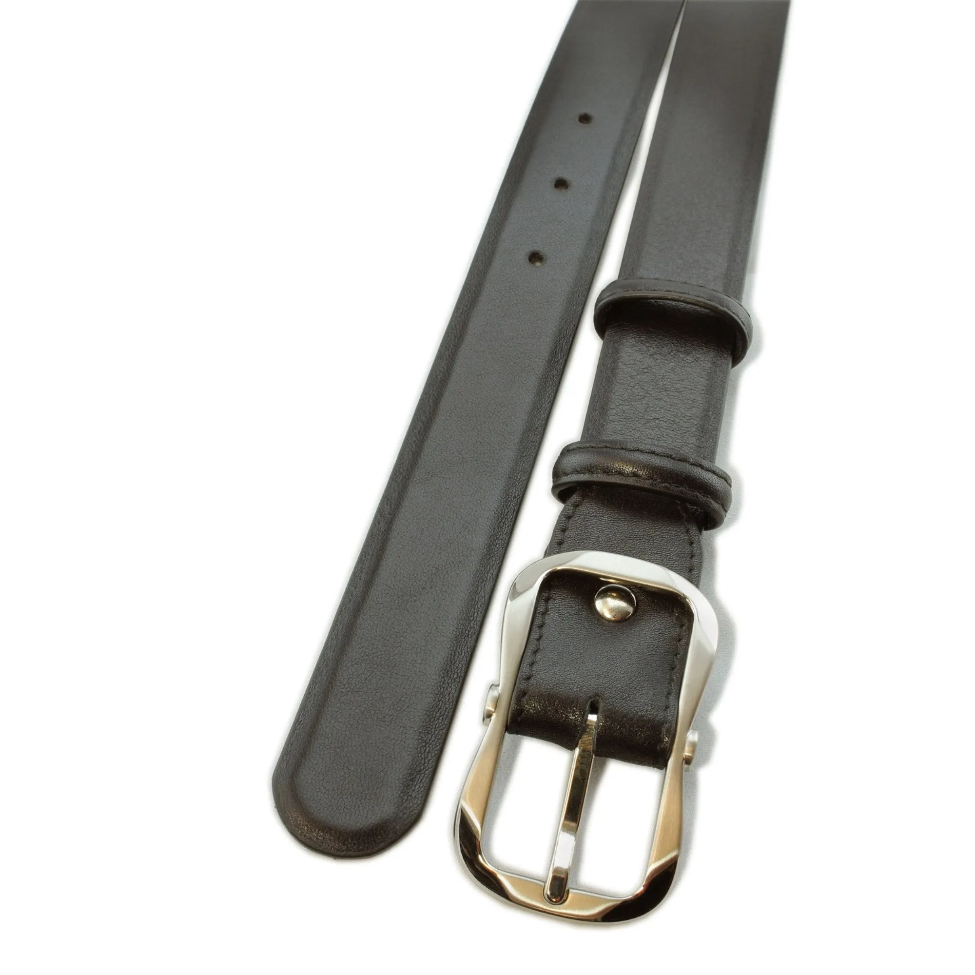 Black napa soft feel narrow belt with hexagon buckle