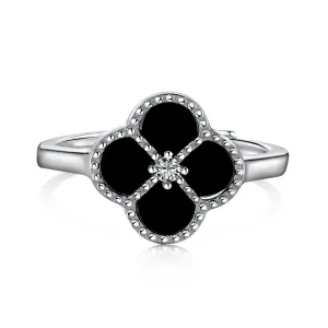 Black Onyx Clover Ring