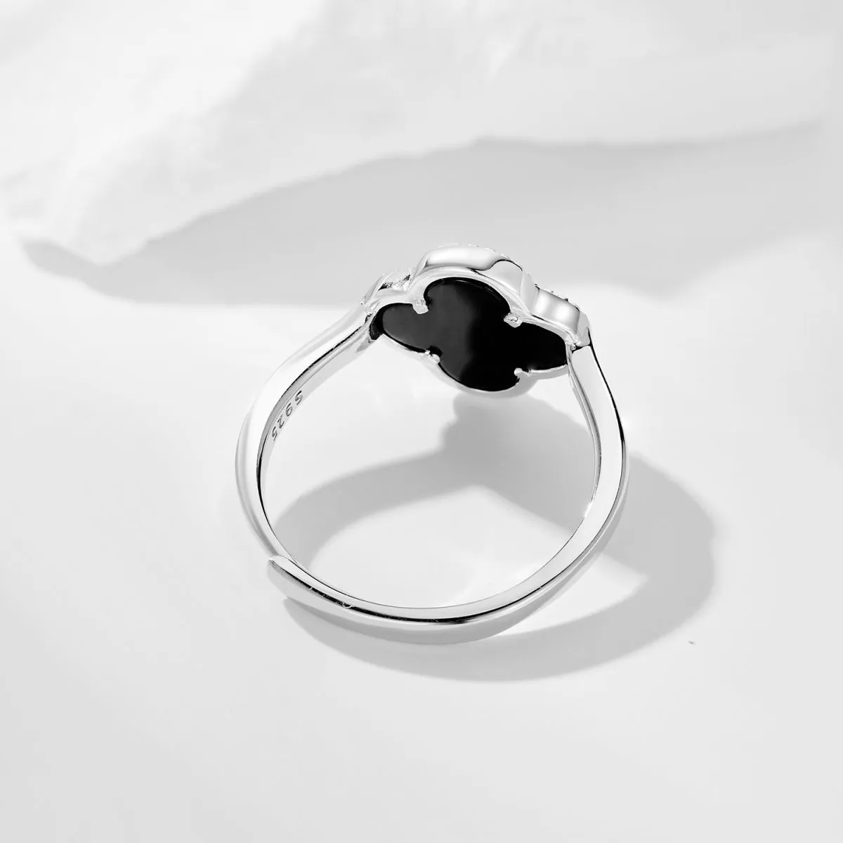 Black Onyx Clover Ring