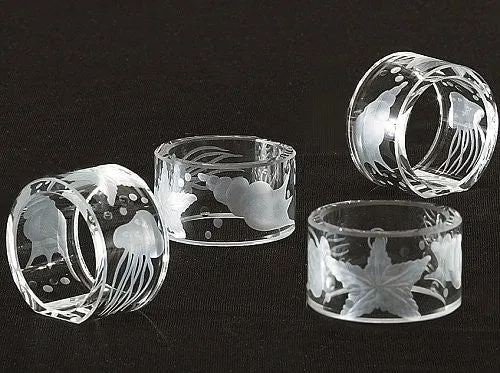 Bohemian Crystal Hand-Engraved Napkin Rings