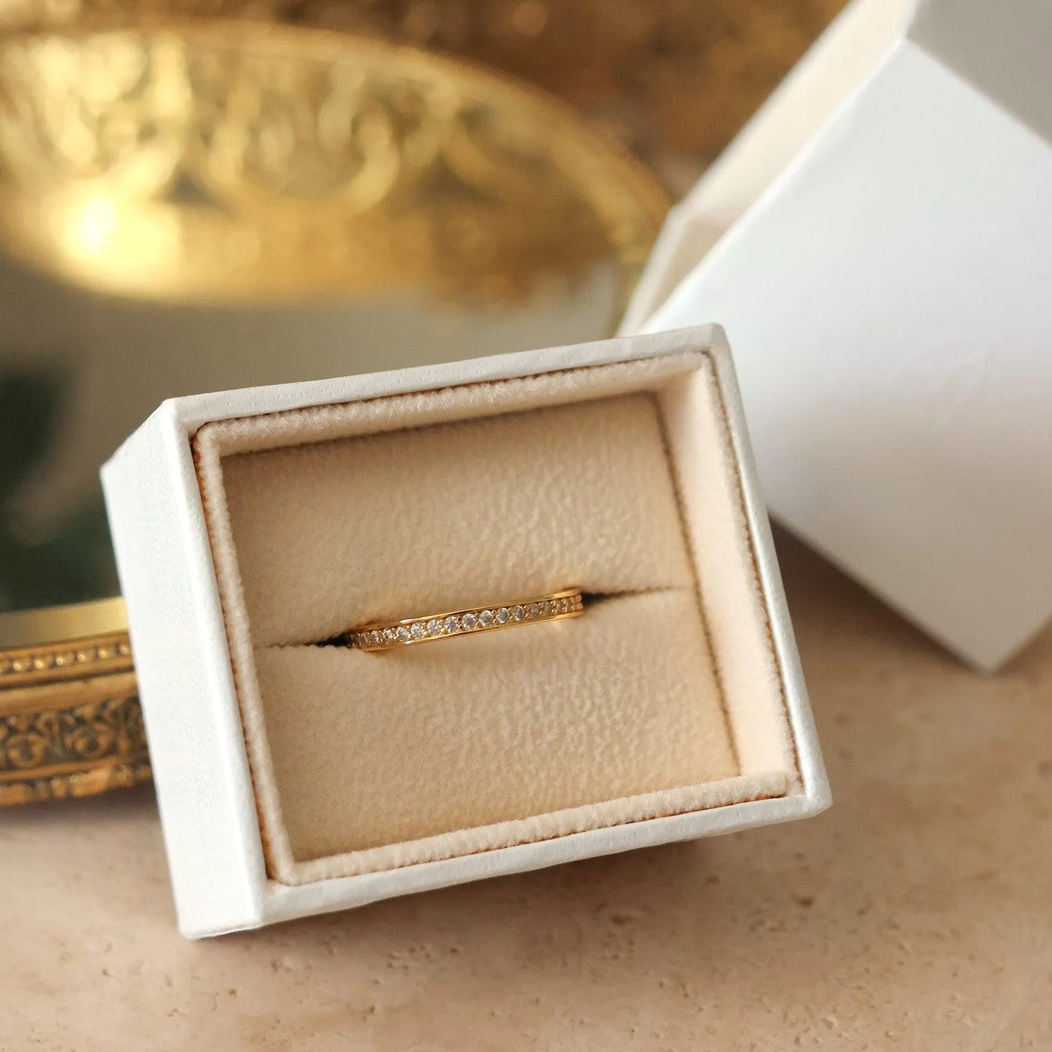 Bordered Pavé Eternity Band