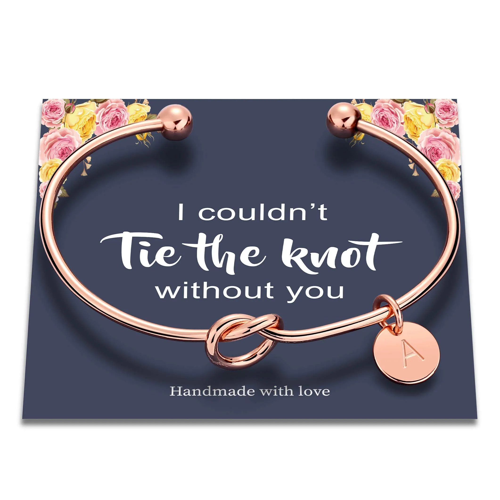 Bridesmaid Proposal Gifts, Rose Gold Tie the Knot Bridesmaid Bracelet with Initial H Bridesmaids Gifts for Wedding, Matron Maid of Honor Gift Bridal Wedding Party Gifts Bridesmaid Bracelet Jewelry