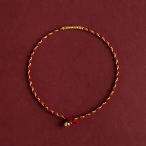 Buddha Stones 14K Gold Plated Handmade Red Gold Rope King Kong Knot Braided Luck Bracelet