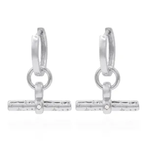 Cassia T-Bar Huggie Earrings | 925 Sterling Silver