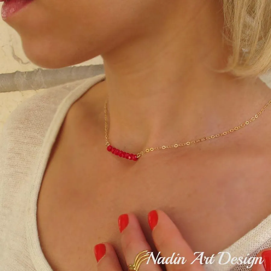 Cherry Jade Gold Necklace