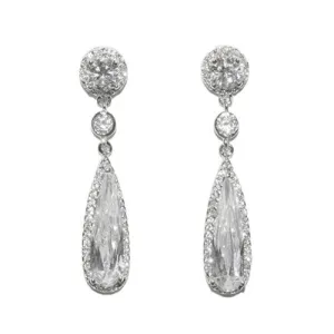 Classic Elegant CZ Dangle Brass Earrings