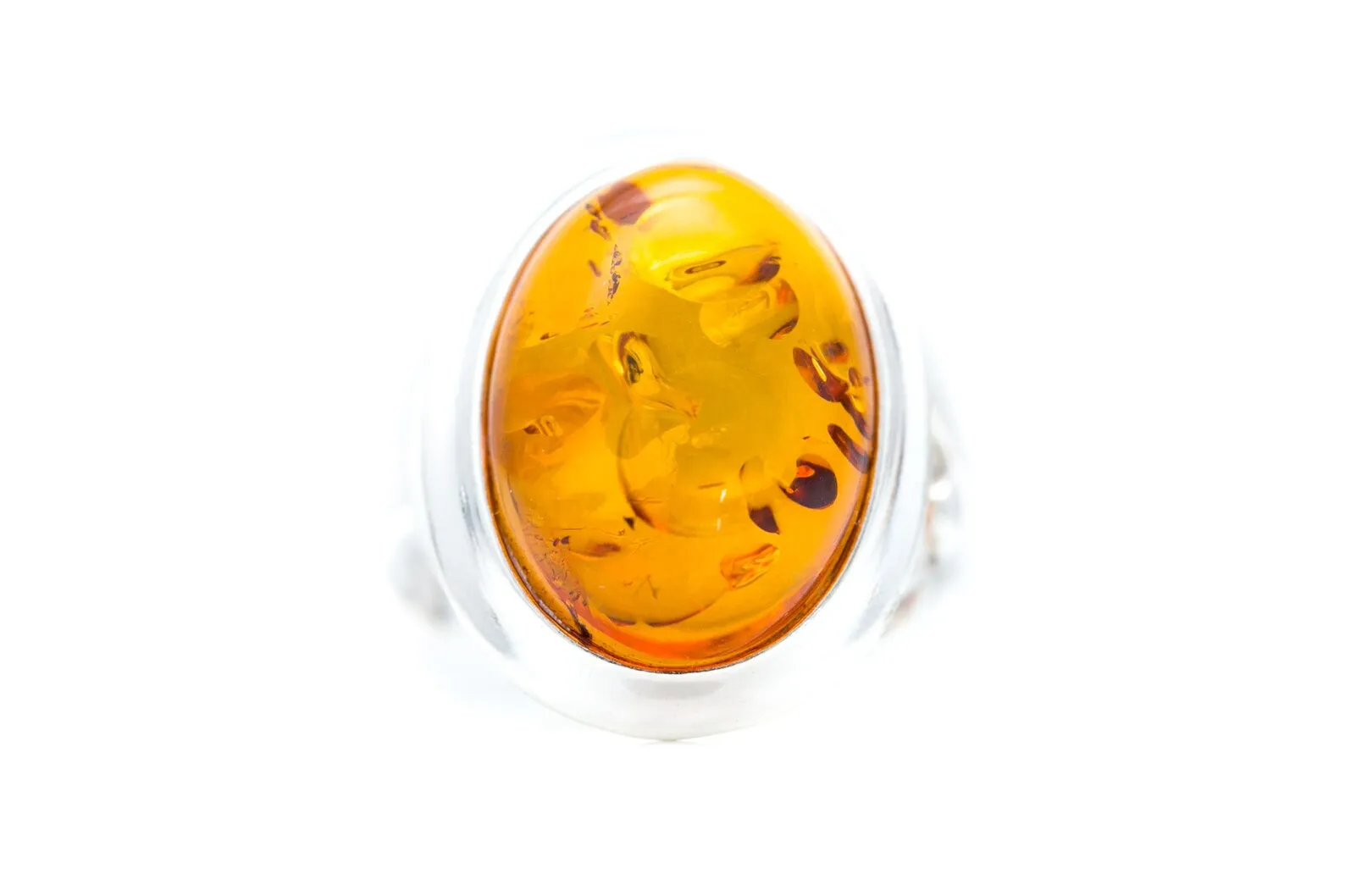 Classic Oval Ring with Cognac Amber