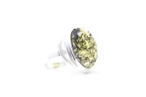 Classic Oval Ring with Green Amber