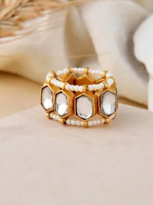 Classic Polki Stone Ring White