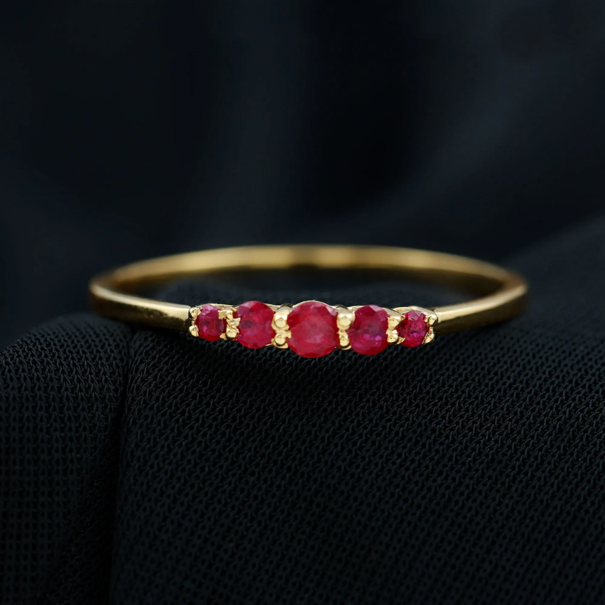 Classic Ruby 5 Stone Graduated Promise Ring