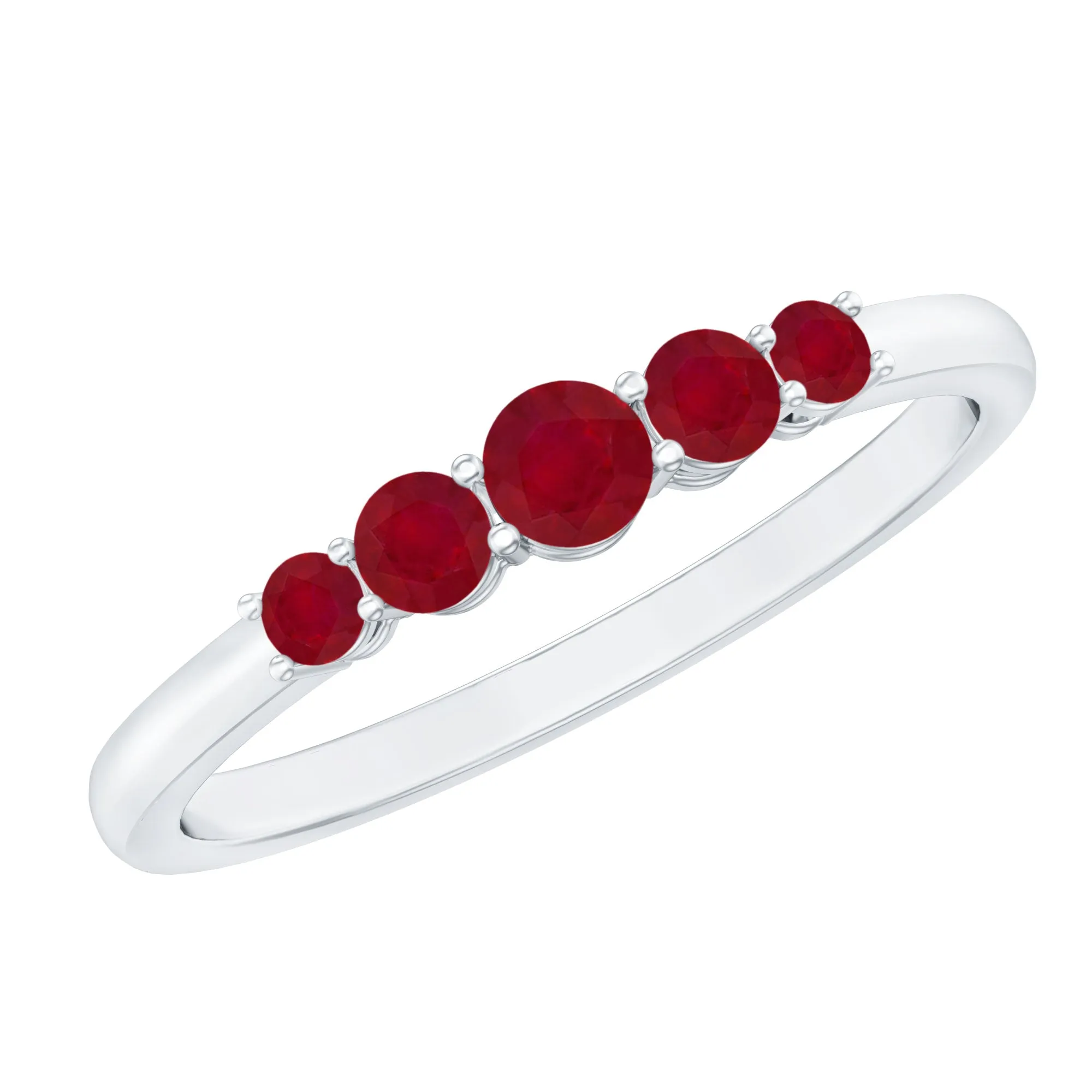 Classic Ruby 5 Stone Graduated Promise Ring