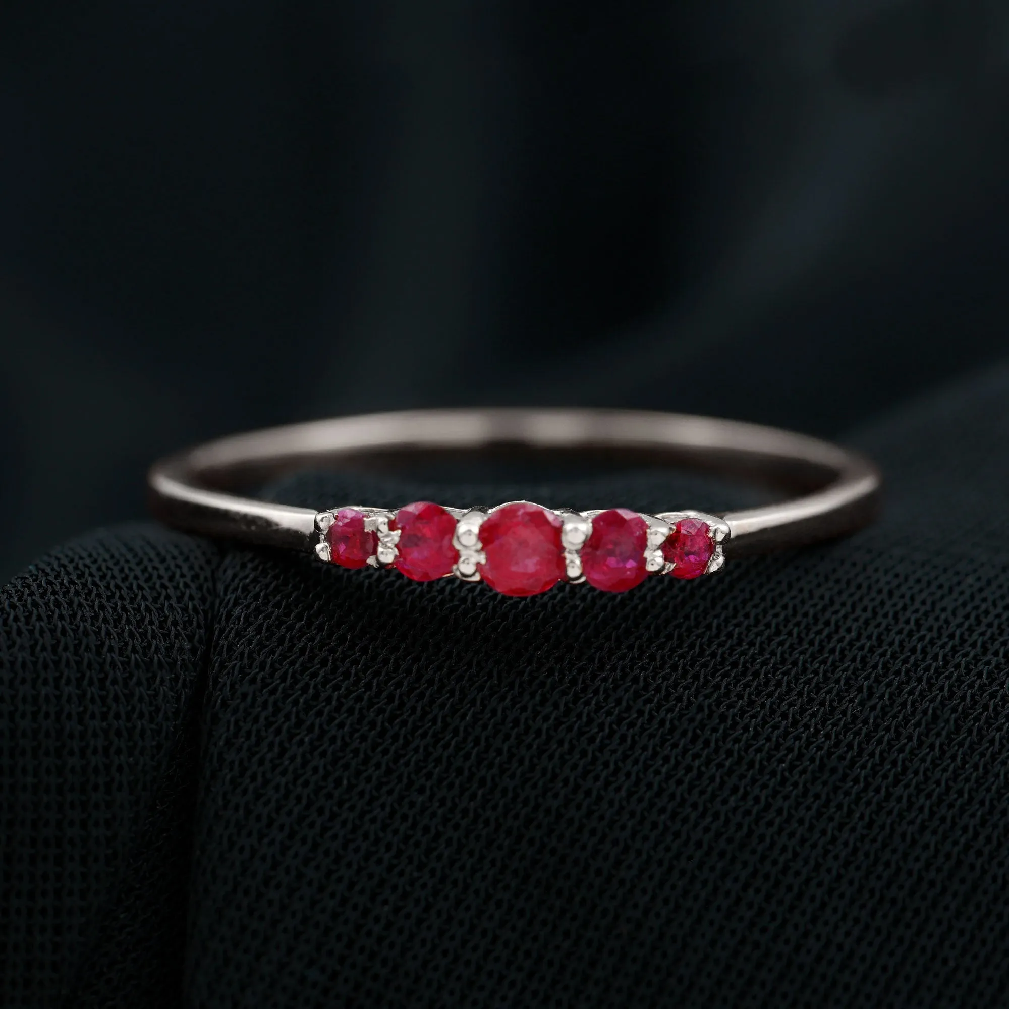 Classic Ruby 5 Stone Graduated Promise Ring