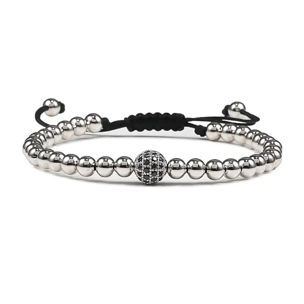 Classy Men Silver Luxury Bead Bracelet