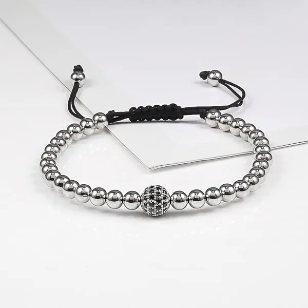 Classy Men Silver Luxury Bead Bracelet