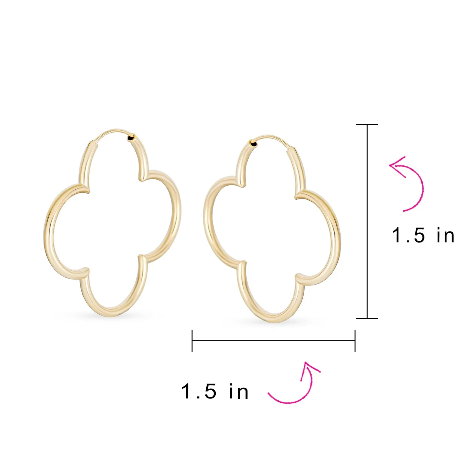 Clover Endless Hoop Earrings Rose Gold Plated .925 Sterling Silver